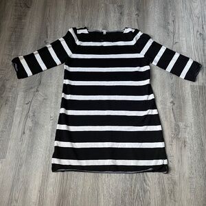 J. Crew Black & White Striped Dress size medium 100% cotton